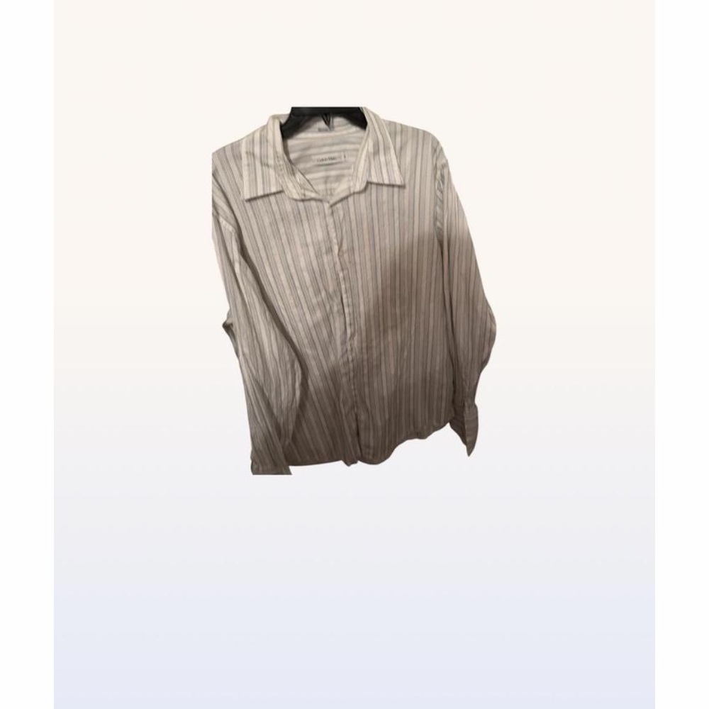 Calvin Klein Men's White Striped Button Down Shirt